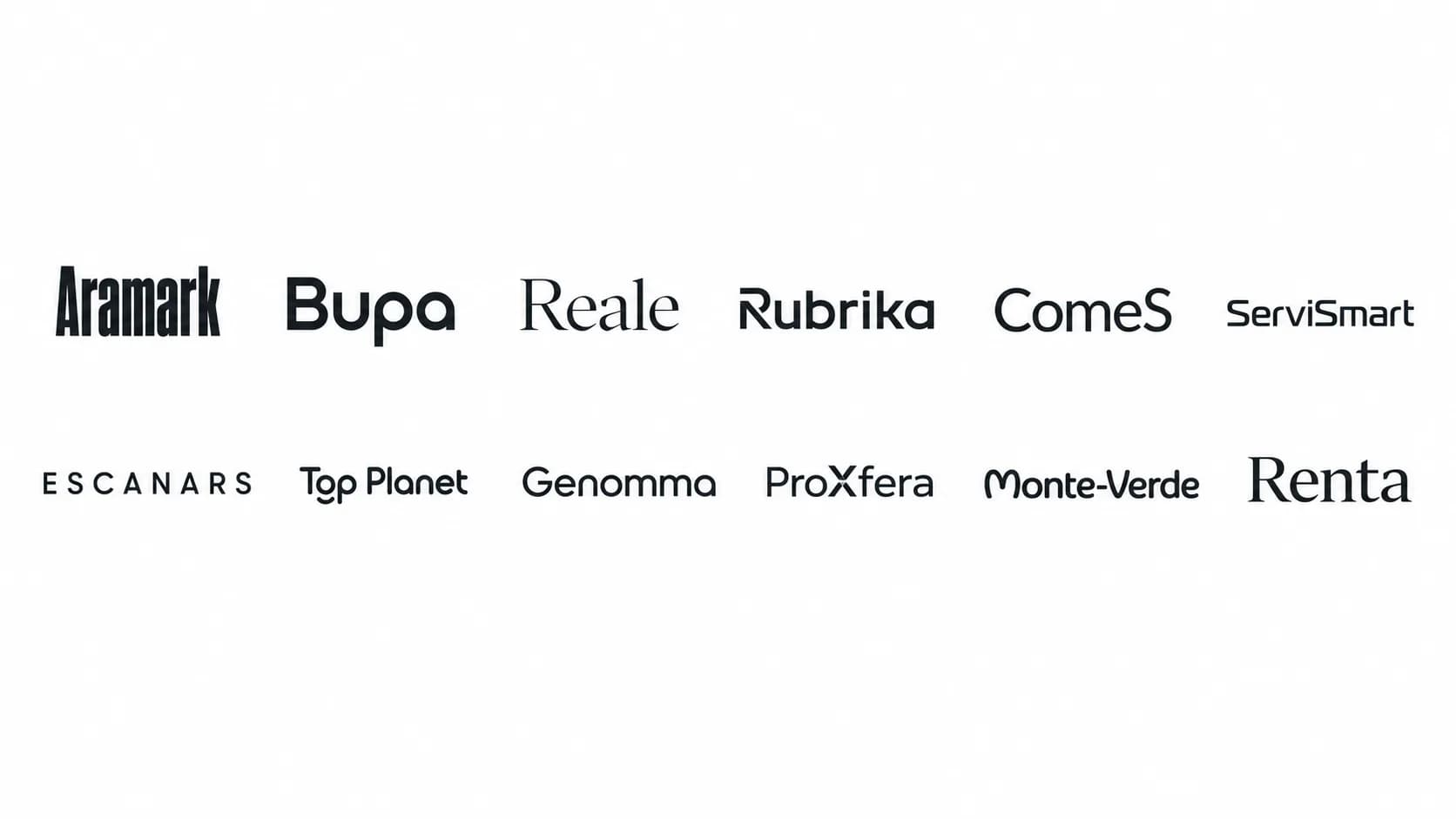 Reale, Bupa, Renta, Aramark, Rubrika, ComeS, ServiSmart, ESCANARS, Top Planet, Genomma, ProXfera, Monte-Verde