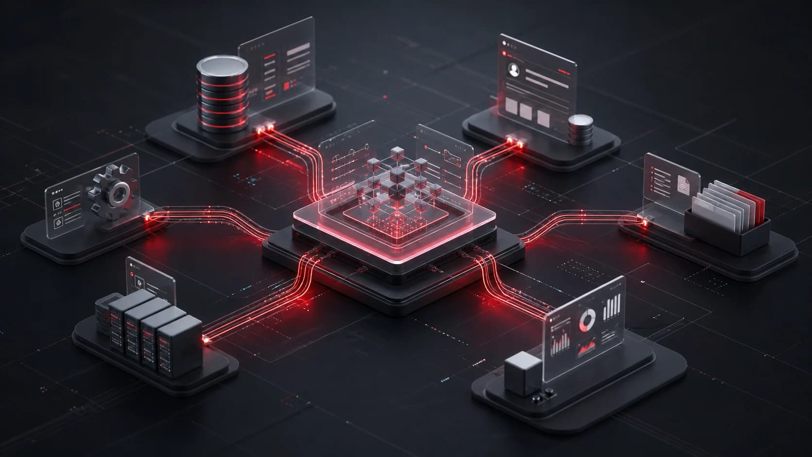 Enterprise systems connected through an integration layer
